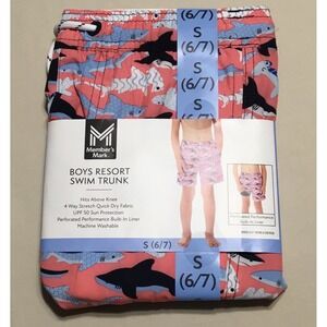 Boys Resort Swim Trunks With Built-In Liner By Member's Mark Small‎ (6/7) Sharks